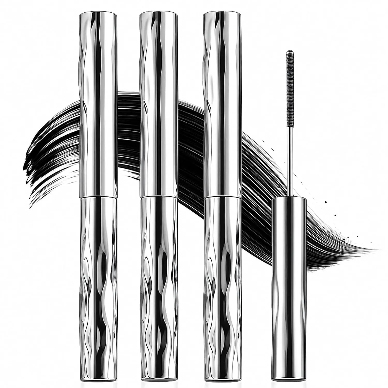 Silver Stick Curling Tubing Mascara with Metal Wand - Makeup, Long-Wearing Formula, 3D Volumizing, Lengthening, Waterproof, Smudge-Proof, 24h Fiber Hold for Stunning Length