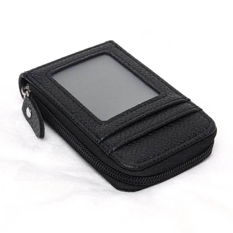 1 Pc Vertical Accordion Mini Wallet – PU leather compact zipper wallet for men and women. Features 9 card slots, ID and driver’s license window, slim yet roomy design for everyday carry and organized card storage.
