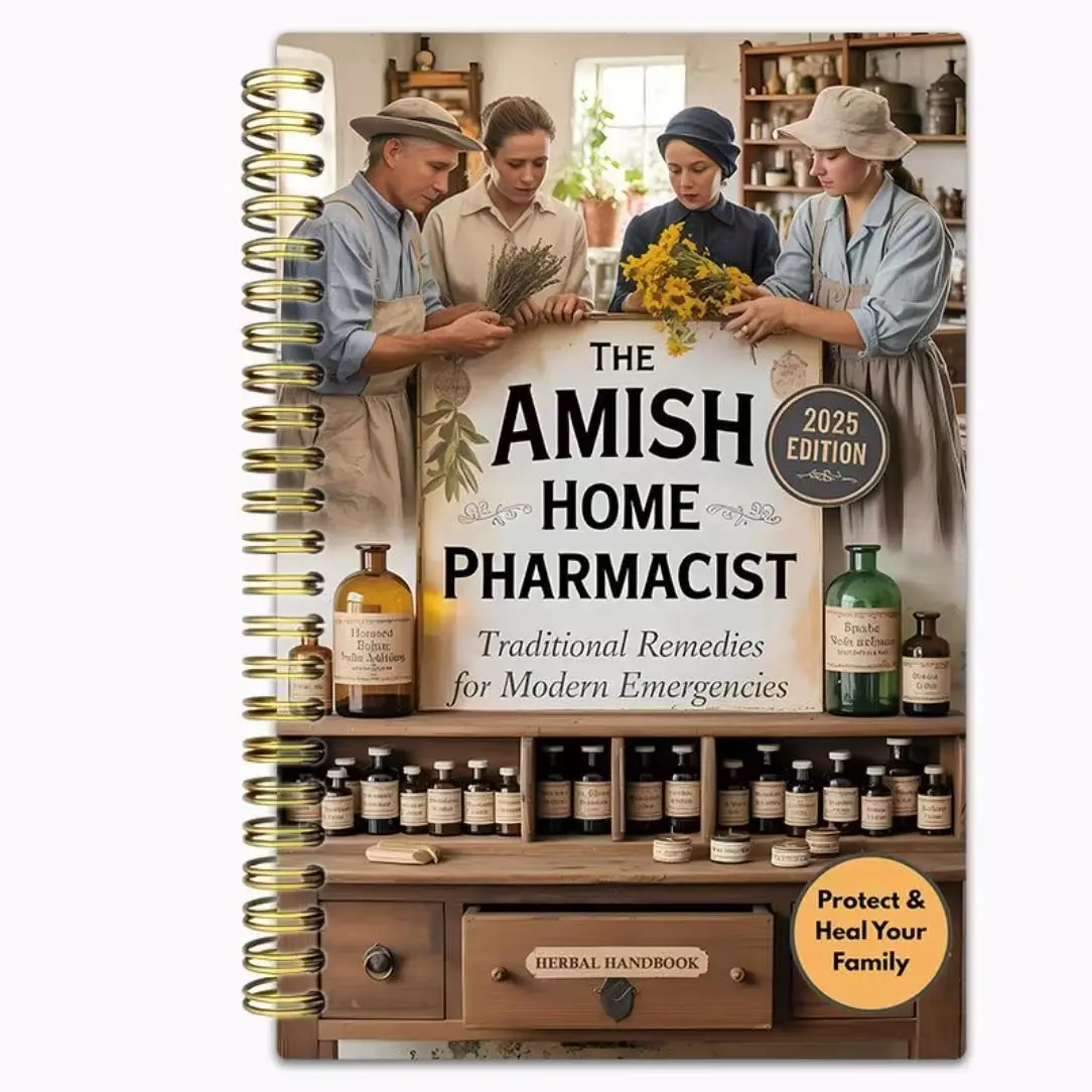 Amish Traditional Herbal Knowledge Coil Notebook, Natural Therapy Guide, Retro Design, Ideal for Notes and Decor, Paper Product