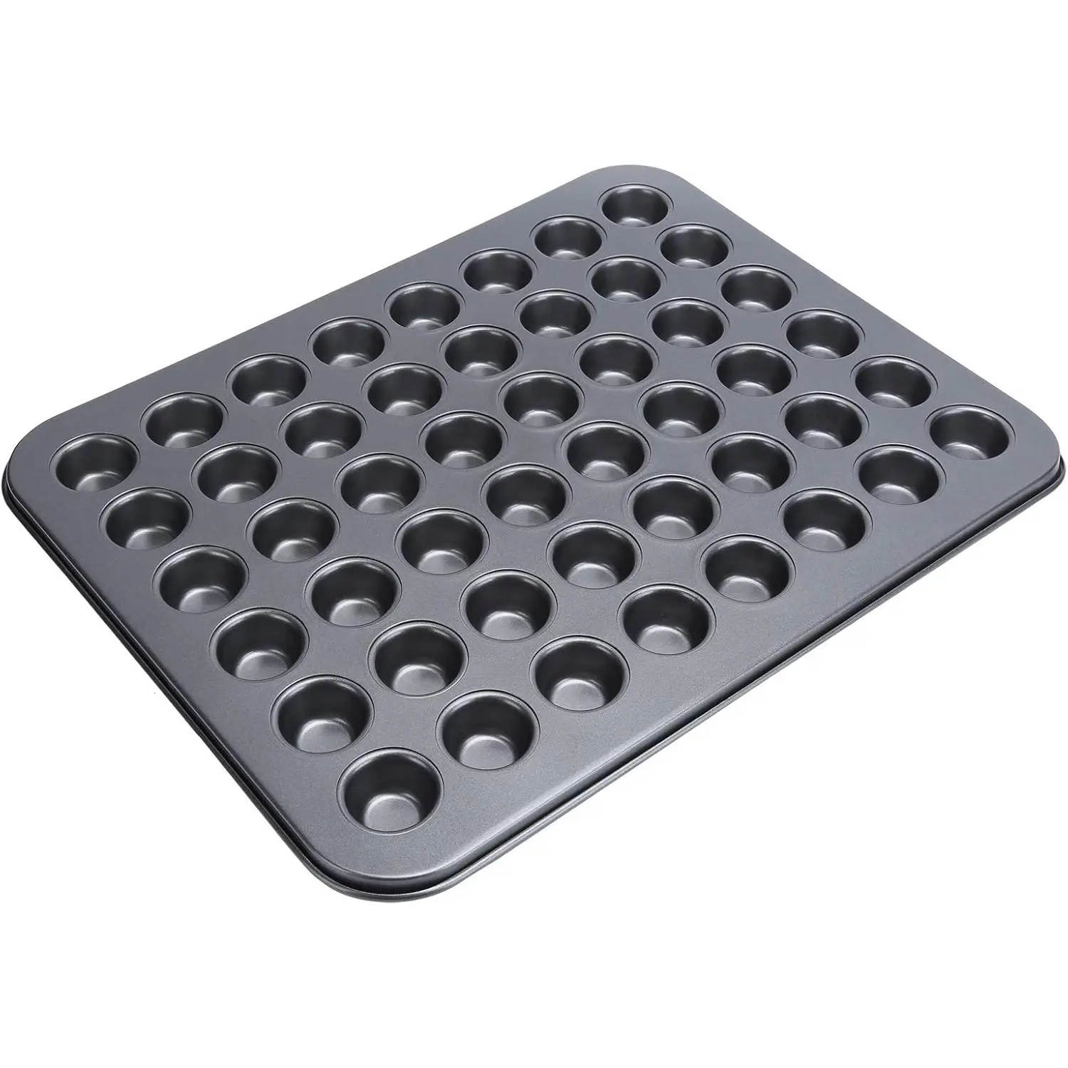 48 Cup Mini Muffin Pan, Carbon Steel, Non-Stick Coating, Black, Small Cupcake Baking Tray for Bulk Baking