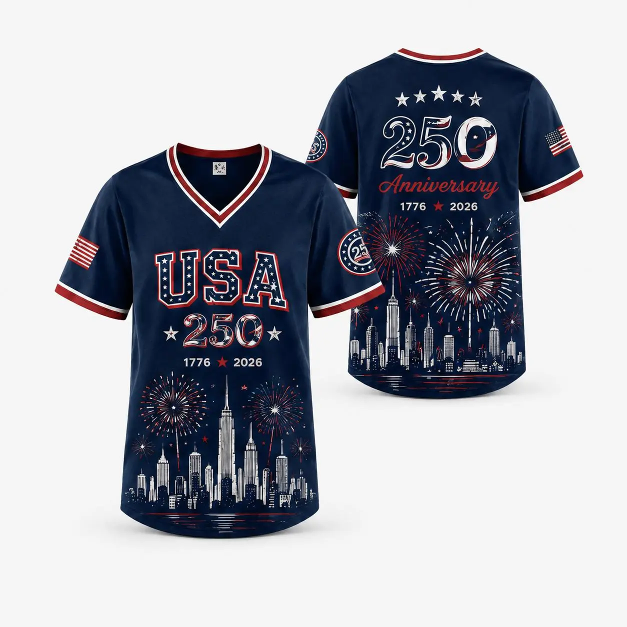 Men's & Women's USA 250th Anniversary Baseball Jersey - 1776-2026 Patriotic 250th Anniversary Shirt, Liberty Statue, American Flag, Freedom Pride, 4th of July Red White Blue Sports Tee, Professional Sports Clothing