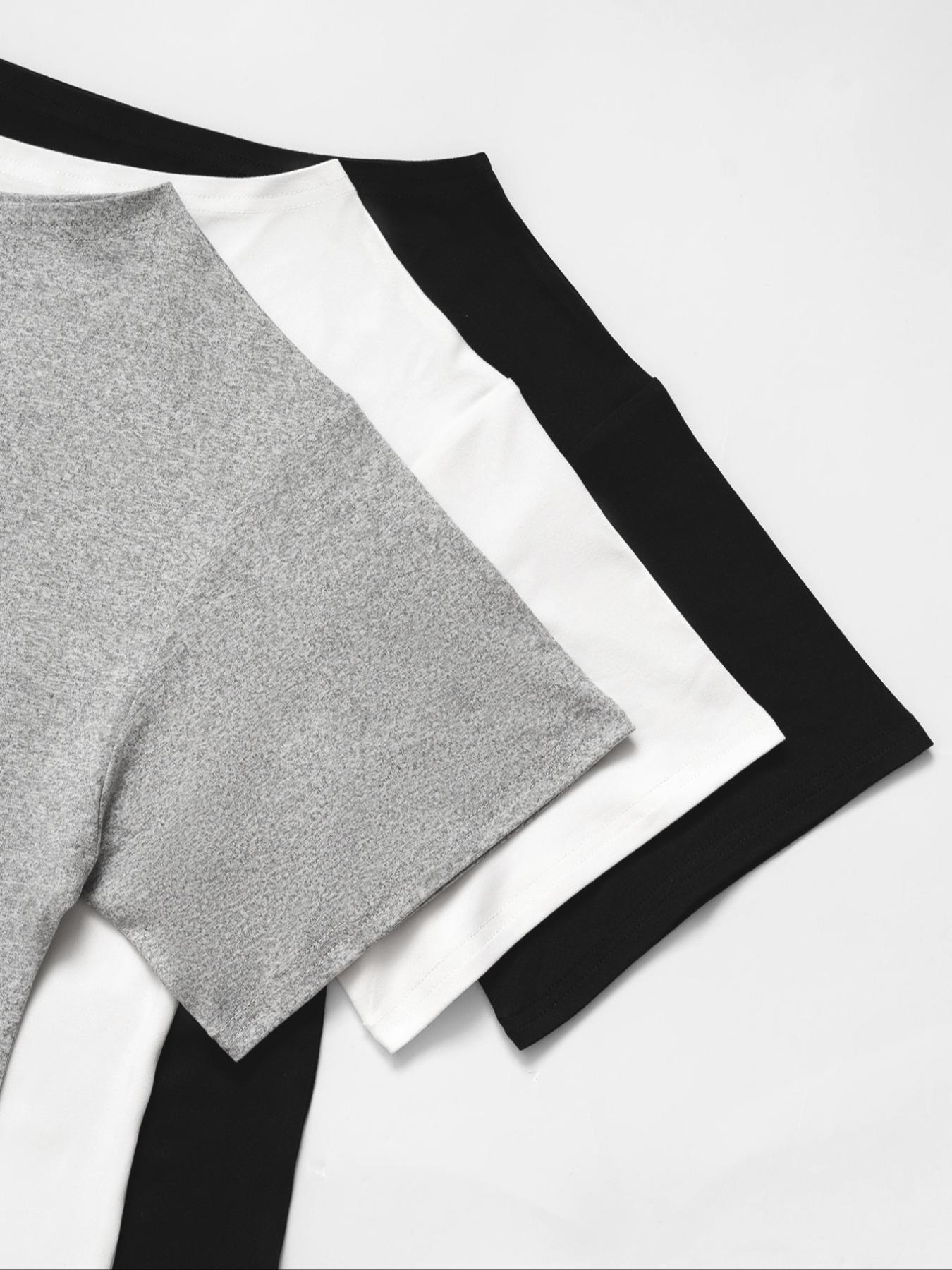 Women's Off-Shoulder Loose Casual Short Sleeve Knit T-Shirt Set of 3, Comfortable Summer Tops for Daily Wear, Stylish and Versatile