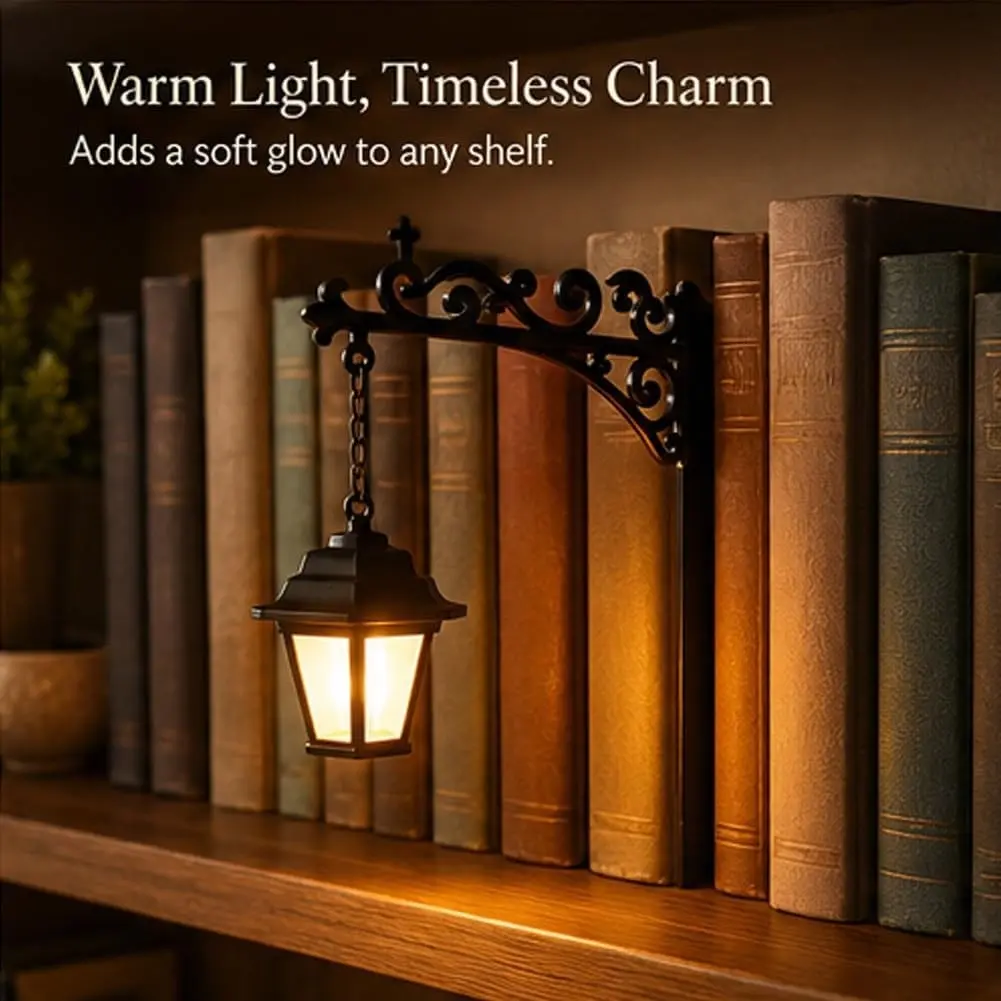 Library Lantern – Decorative Bookshelf Lamp, Vintage LED Book Light, Reading Corner Fixture, Unique Gift for Book Lovers