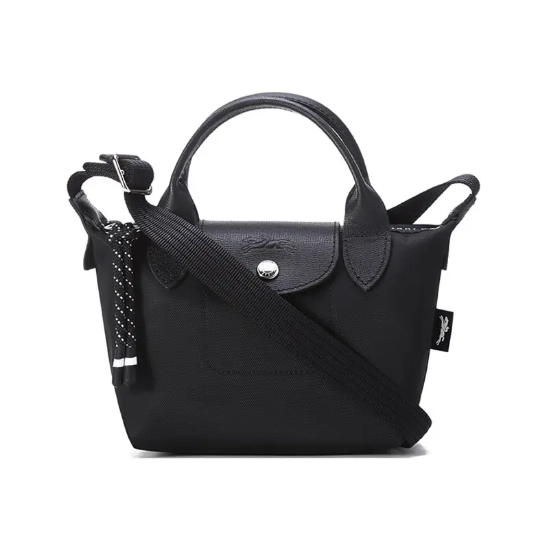 Longchamp Le Pliage Energy 17 Foldable Zip Top Nylon Crossbody Bag for Women, Mini Shoulder Handbag in Black