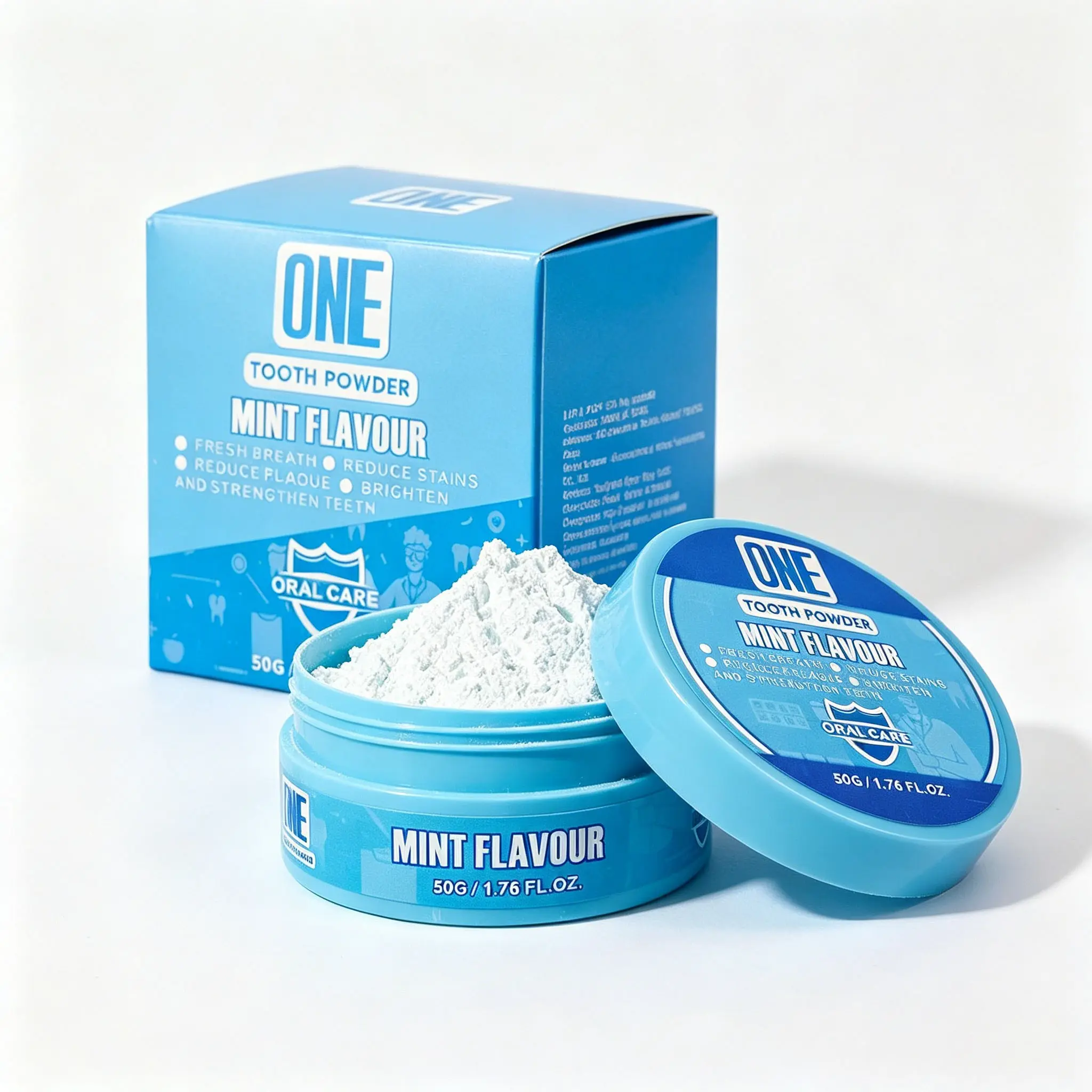 UUKKG Mint Flavor Teeth Whitening Powder 50g, Natural Dental Stain Remover, Reduce Plaque Freshen Breath Strengthen Teeth Oral Care Powder for Family Daily Use