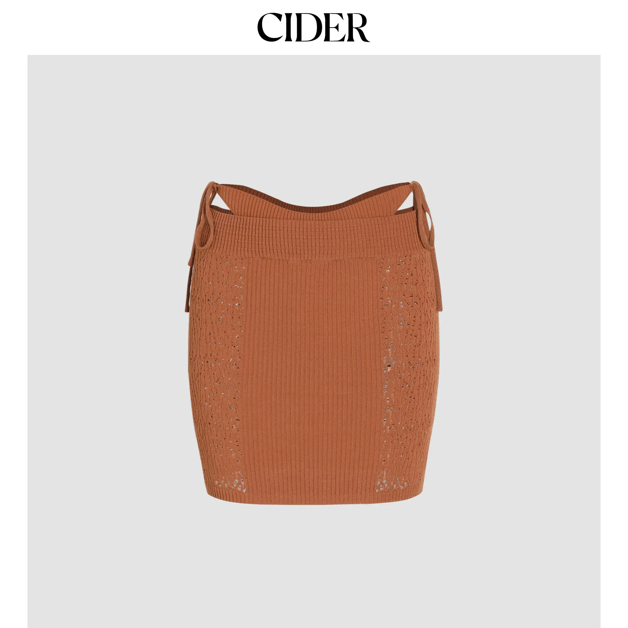 Cider [size 2-10] Solid Hollow Out Knotted Knitted Mini Skirt SummerFinds
