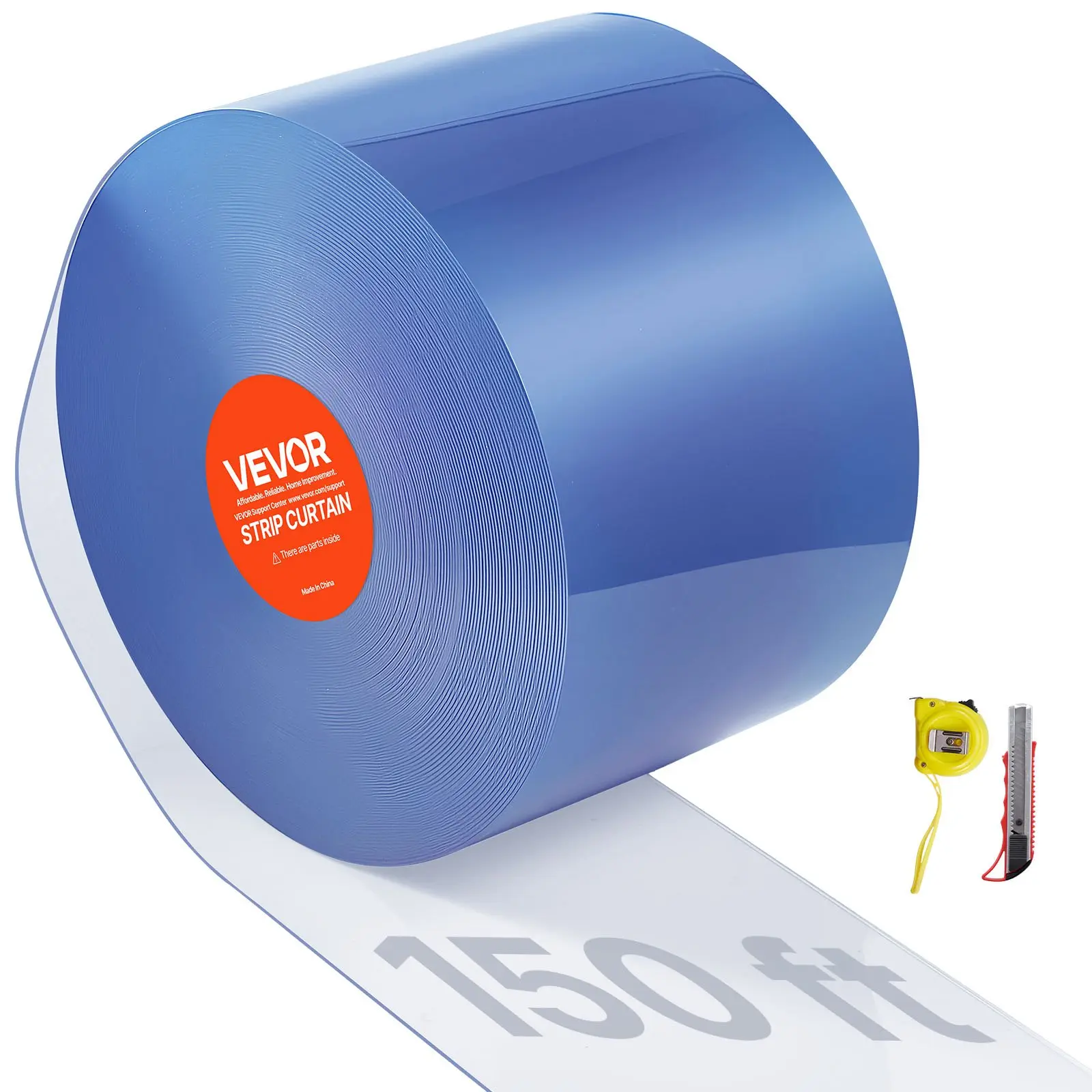 VEVOR Clear PVC Strip Curtain, 150 ft Length x 8 in Width, Plastic Door Strip Bulk Roll, Walk in Freezer Cooler Curtain Strips for Doorways of Supermarket, Garage, Warehouse, Barn, Pet Animal House