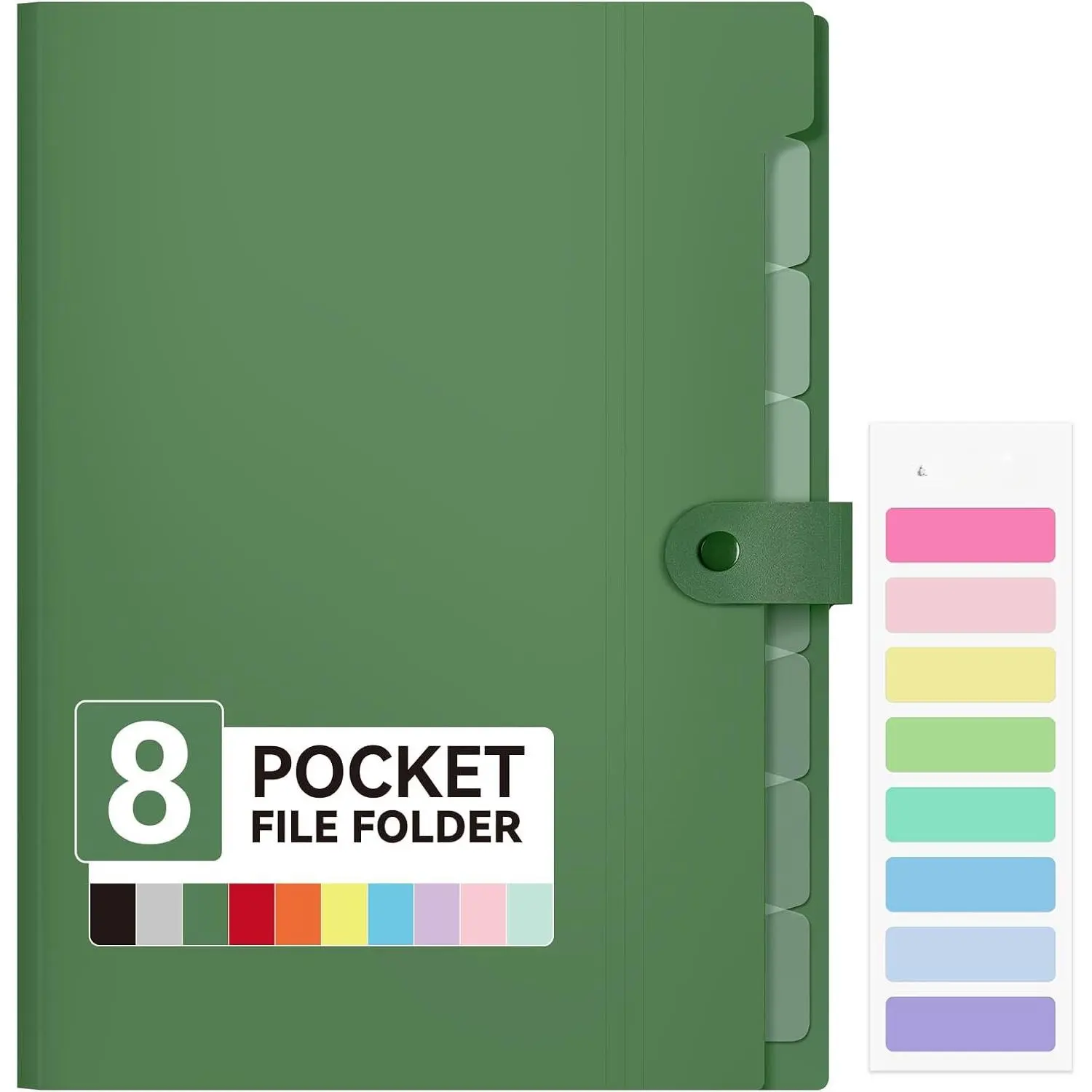 Expanding File Folder with 8 Pocket, Letter Size Accordion File Organizer, Portable Folders for Documents, Cute Paper Organizer, Filling Products for School Office Supplies, Dark Green