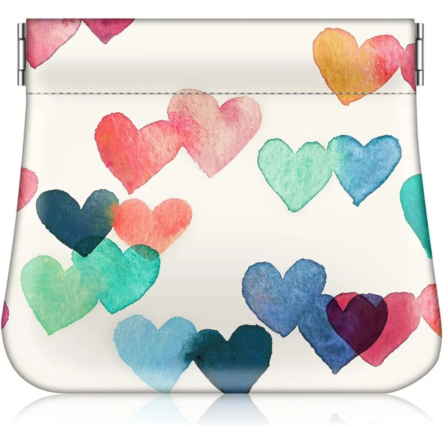 Squeeze Coin Purse, PU Leather Coin Pouch Change Holder for Woman (Raining Hearts)