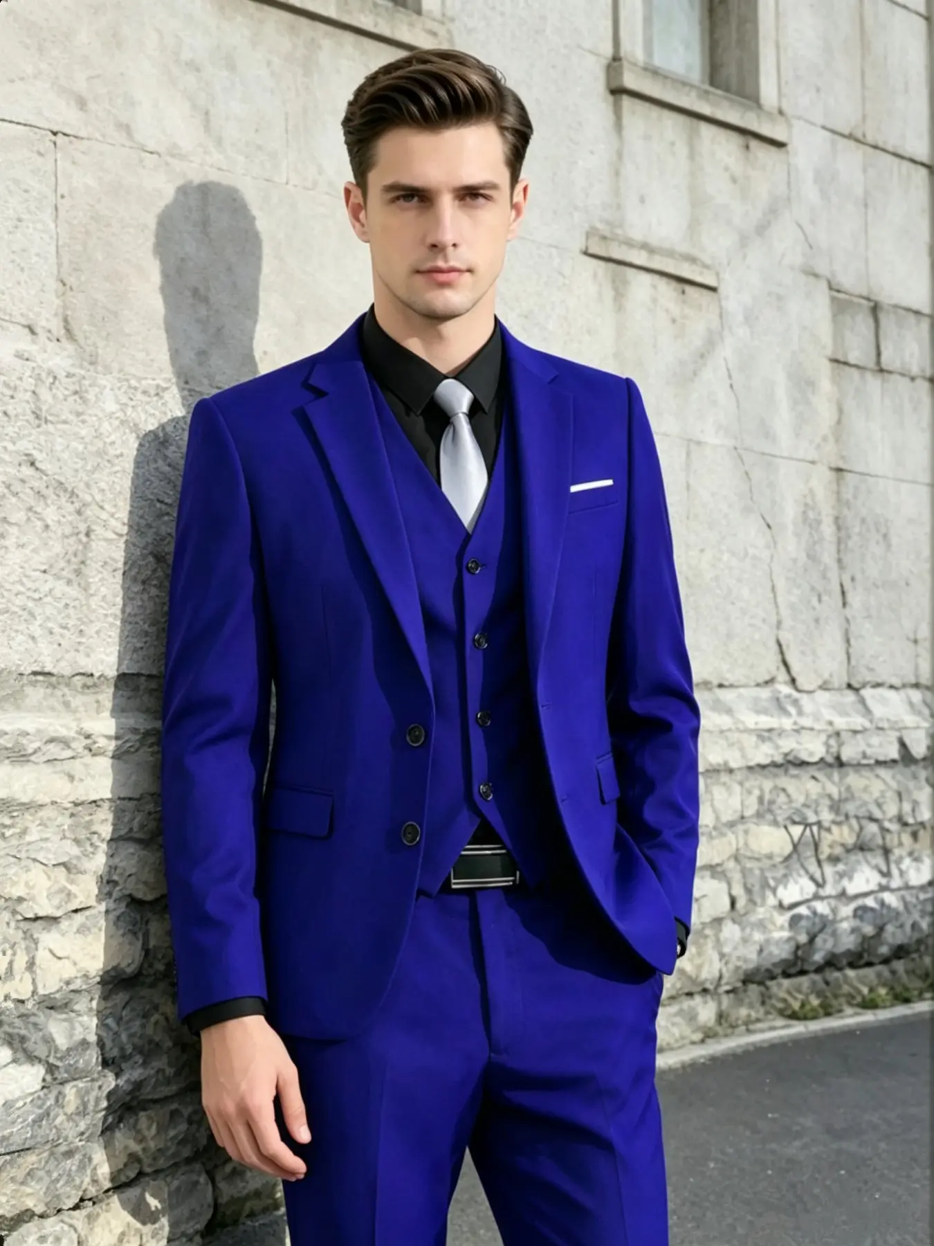 Men's High-End Three-Piece Suit, Slim Fit Suit Pants and Vest Jacket, Perfect for Formal Occasions, Wedding Attire, Workwear, Holiday Gifts