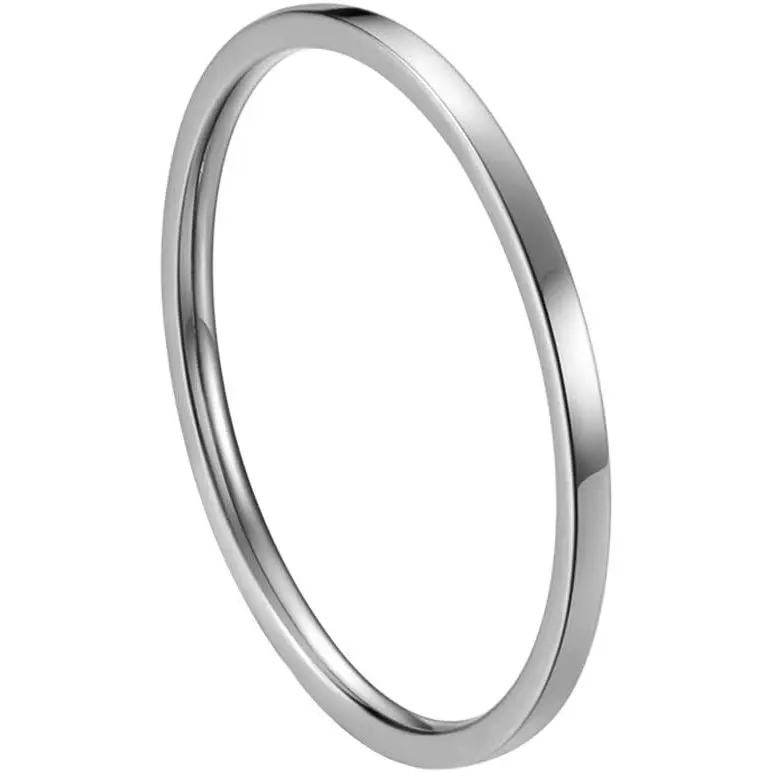 1mm Thin Stainless Steel Stacking Ring for Women, Plain Midi Band with Comfort Fit, Sizes 3-10, Female, 3 To 10, Size 3 To 10