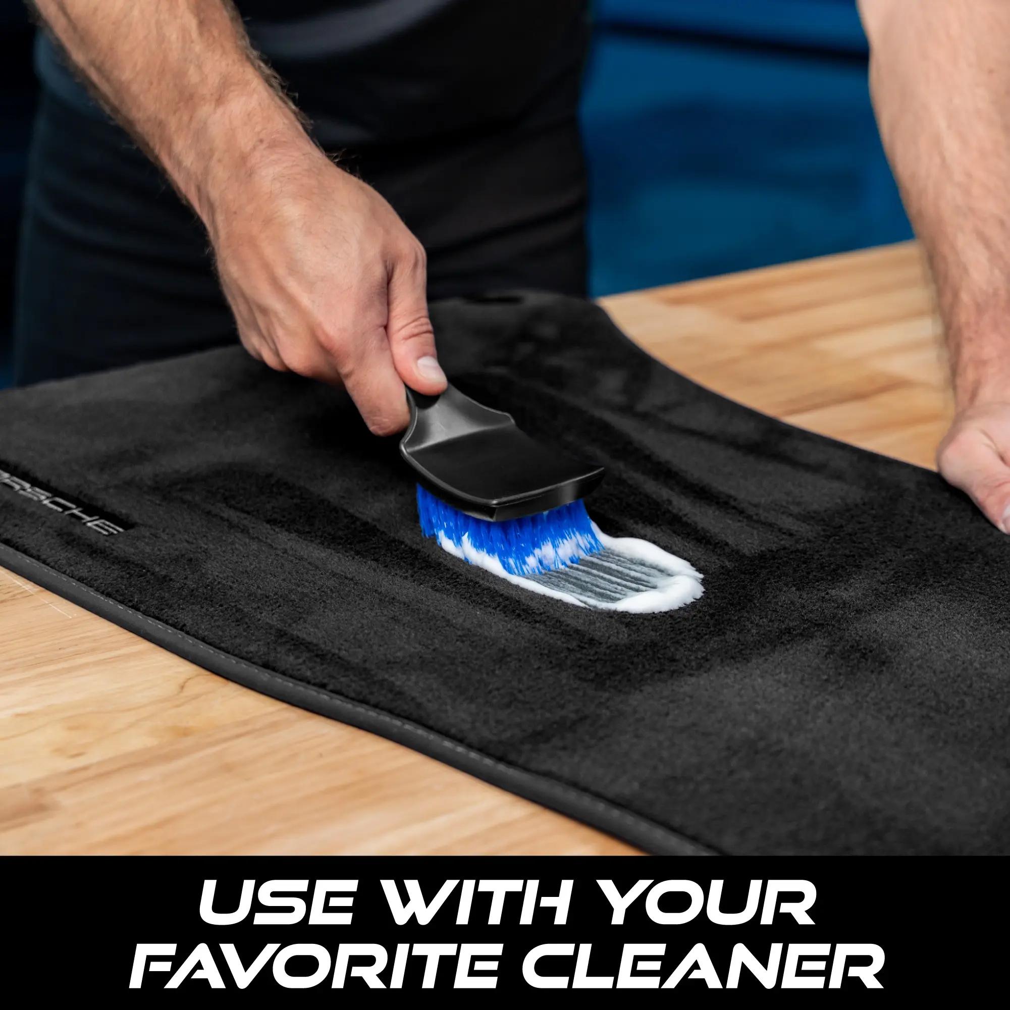Carpet Cleaning and Scrub Brush for Floor Mats, Cleaning Brush for Car Interior and Home, Black and Blue, 8.3 inch x 2.5 Inch