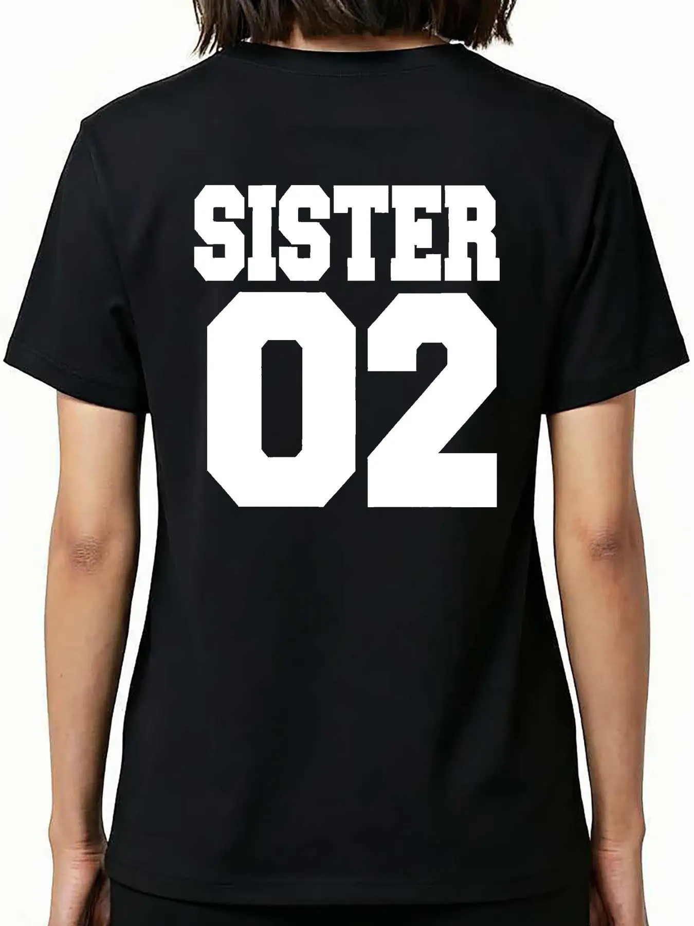1PC Matching Brother 01 Sister 02 Back Print Crew Neck Short Sleeve Casual Tees Set, Ultra Soft Breathable Family Outfit, Sibling Matching Top Gifts for Men Women