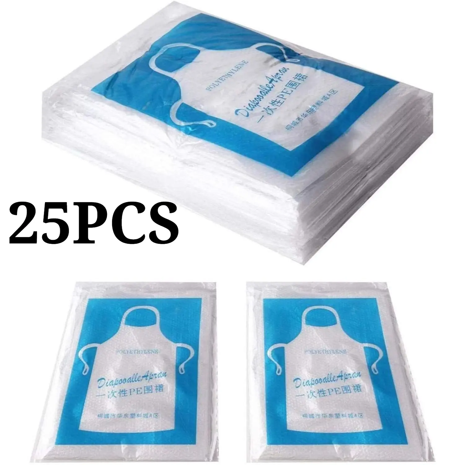 25PCS Clear Polyethylene Waterproof Disposable Aprons For Cooking, Serving, Painting or Dish-Washing Kitchen Aprons, Waterproof Aprons For Dishwashing