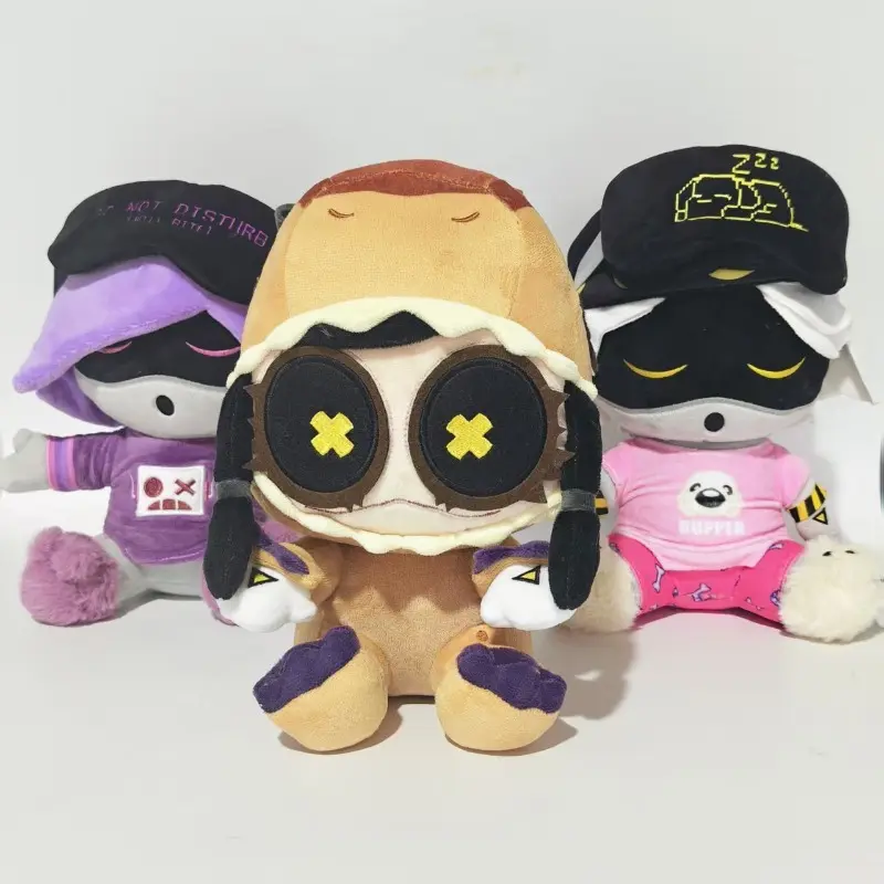 3Pcs Game Character Plush Toy Set, Cute Chibi Sitting Stuffed Doll, Cartoon Figure With Hat & Outfit Soft Plush Figure, Home Decoration Collectible Gift for Game Fans