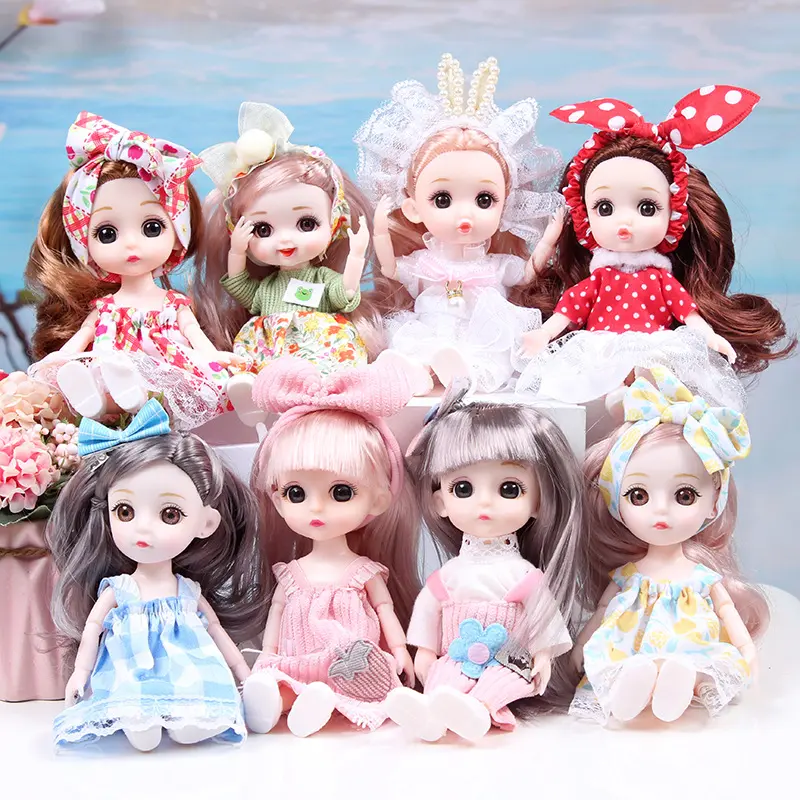 17cm Mini Princess BJD Doll Play Set - Unisex Dolly with Changeable Outfits, New Dream Doll for Kids Over 3 Yrs