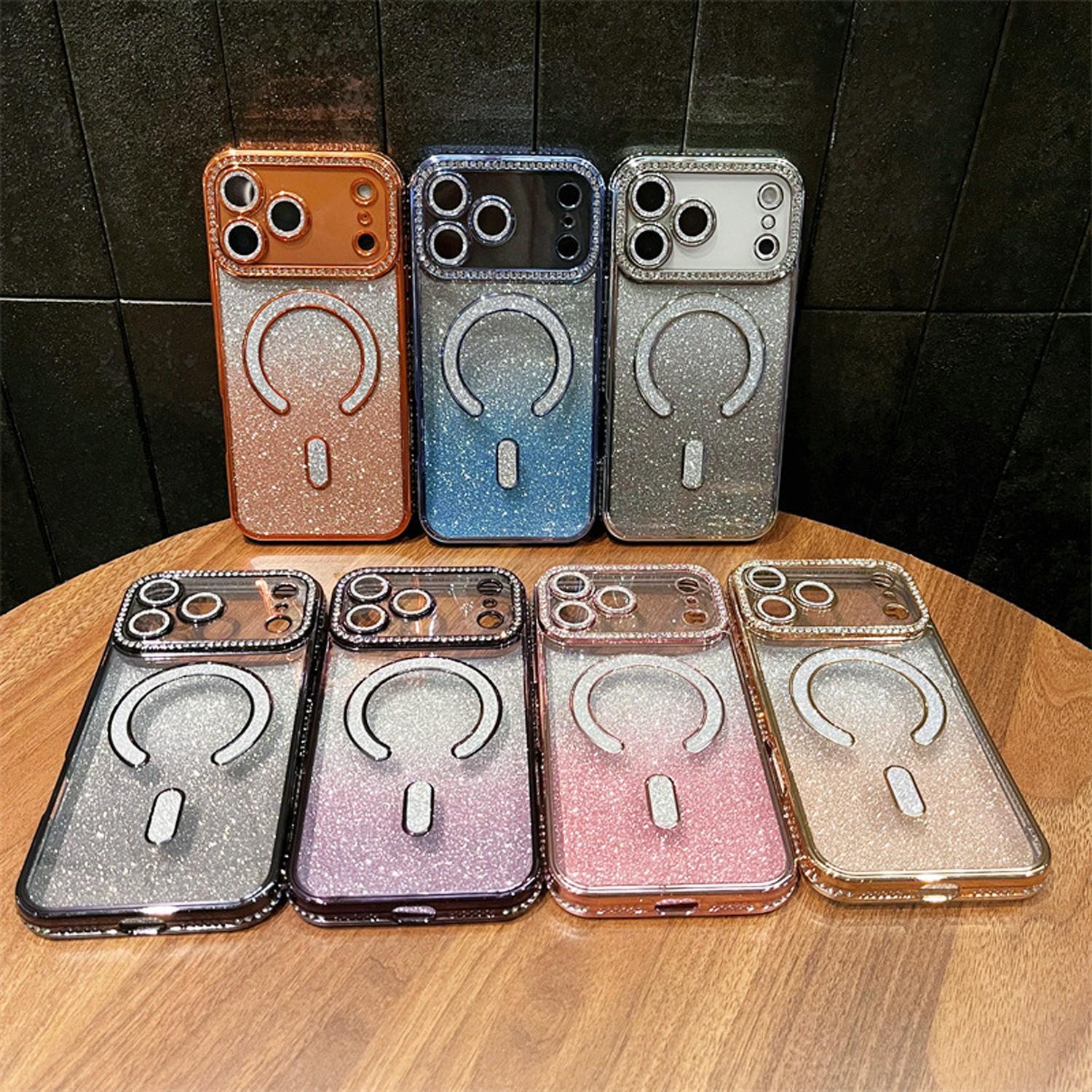 OREKROY Luxury Bling Glitter Case for iPhone 17 Pro Max, 17 Air, 17 Pro, 16, 15, 14, 13, 12 Pro Max – MagSafe Compatible, Sparkle Rhinestone Diamond Protective Case, Shockproof, Camera Lens Protector, Premium Plating, Perfect for Women & Girls