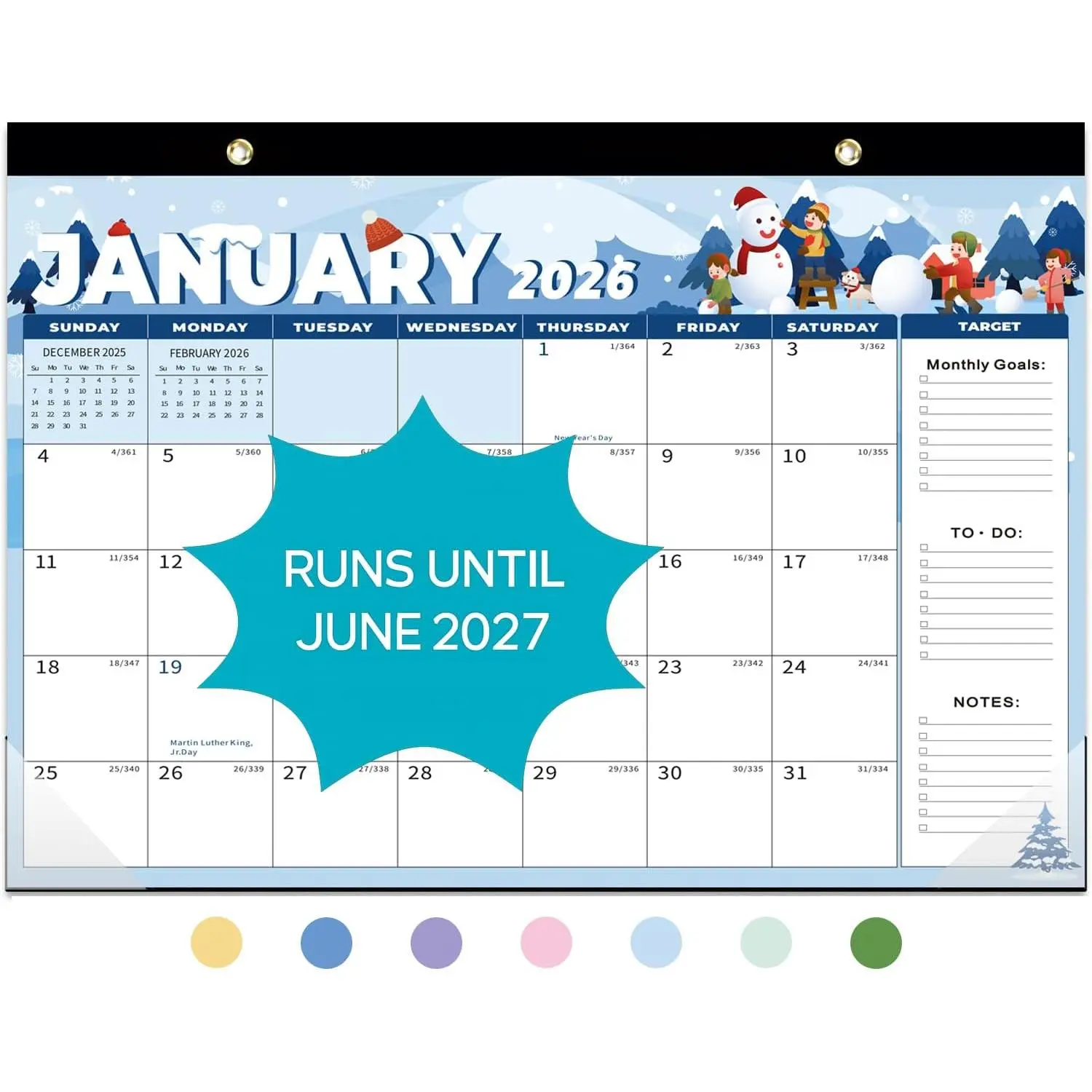Desk Calendar 2026, 18 Months Calendar Runs from January 2026 to June 2027 - Large 17" x 12" Desktop/Wall Monthly Calendar for  School, or Office