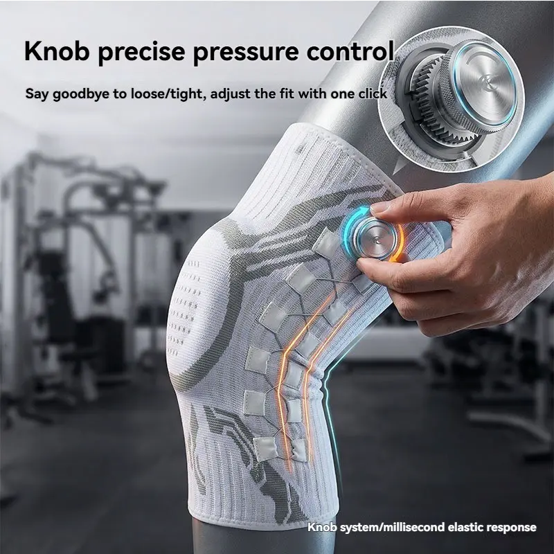 Knob Knee Brace, Outdoor Running Fitness Spring Support Silicone Shock Absorption, Compression Sports Knee Pad, All Seasons, Athletic Knee Brace