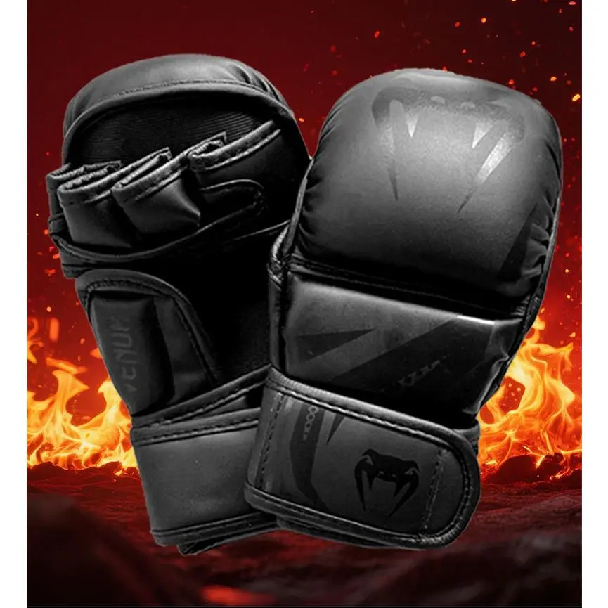 Unisex PU Leather Padded Half-Finger Boxing Gloves - Multi-Size, Snug Fit for Adults & Kids, Ideal for Boxing Sparring, Heavy Bag Training