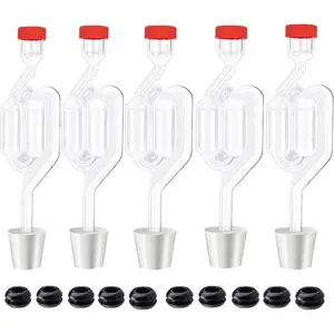 5ct. S - Shape Airlock with # 6 Stopper 5pcs & Grommets 10pcs,Bubble Fermentation Airlock for Brewing Wine Making Sauerkraut Kimchi (Improved Version)