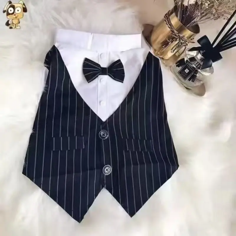 Pet Black & White Suit with Bow Tie, Cute Pet Clothes for Small Dogs & Cats, Fashionable Pet Clothing for Daily Wear, Puppy, Kitten, Kitty