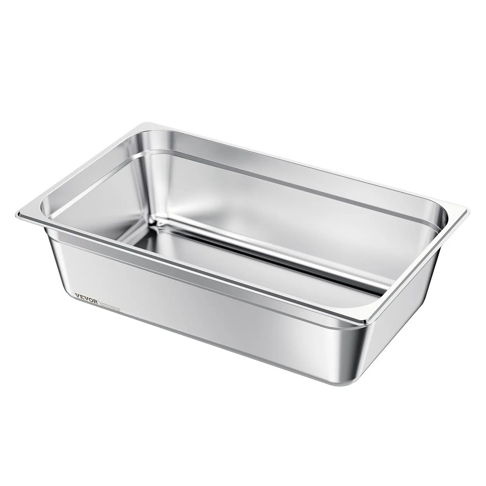 VEVOR 1-Pack Stainless Steel Round Anti-Jam Hotel Steam Pan, Full Size 6in Deep Rustproof Base Restaurant Supply, Reusable Catering Storage for Home, Restaurant