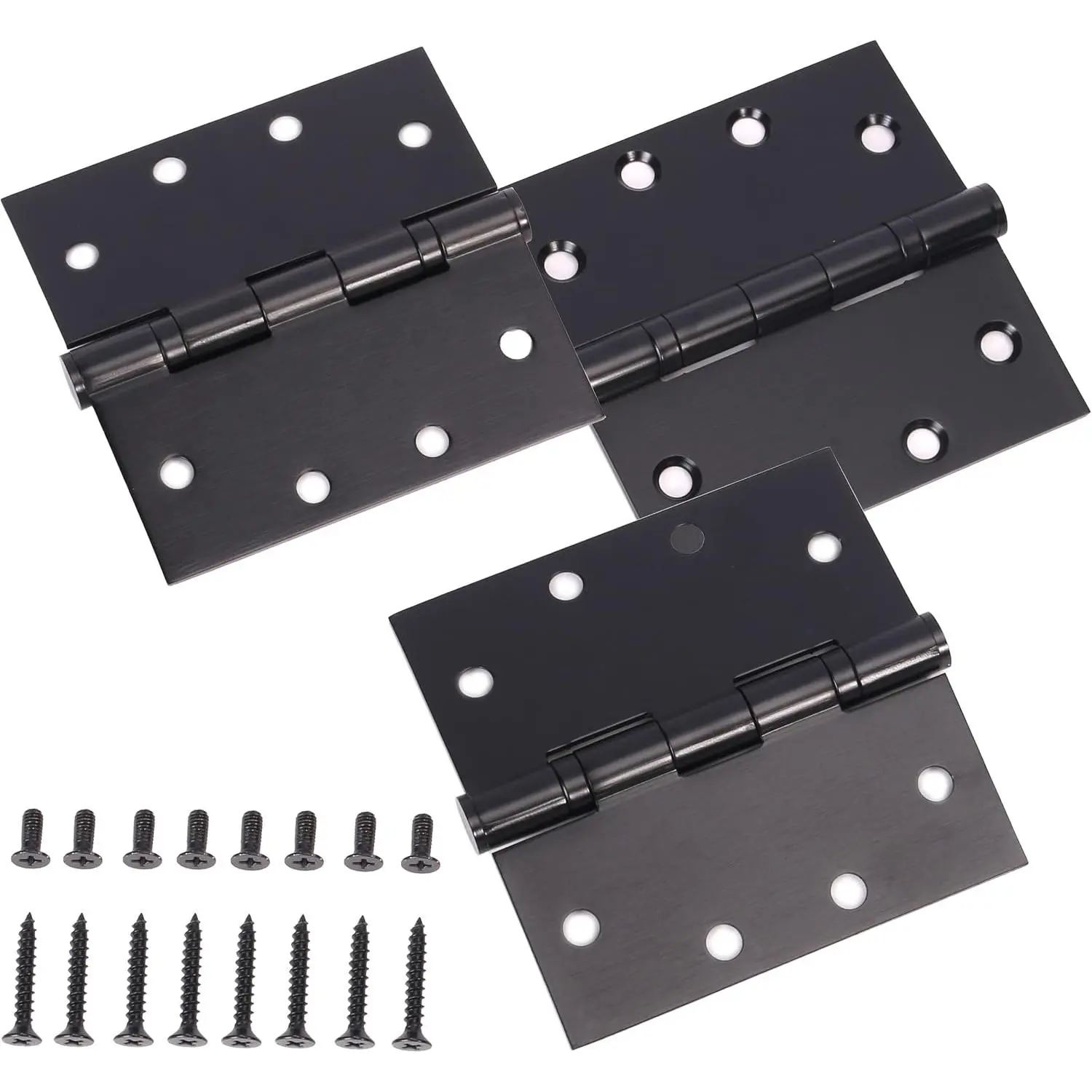 3-Pack Heavy-Duty Commercial Stainless Steel Door Hinges, 4.5in x 4.5in, 3mm Thickness, Silent Operation Ball Bearing, High Load Capacity