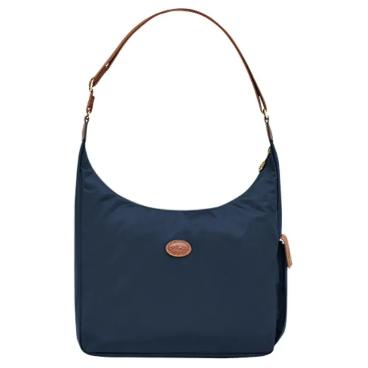 Longchamp Le Pliage 28 Adjustable Strap Foldable Canvas Crossbody Bag for Women, Crescent Style, Navy Blue