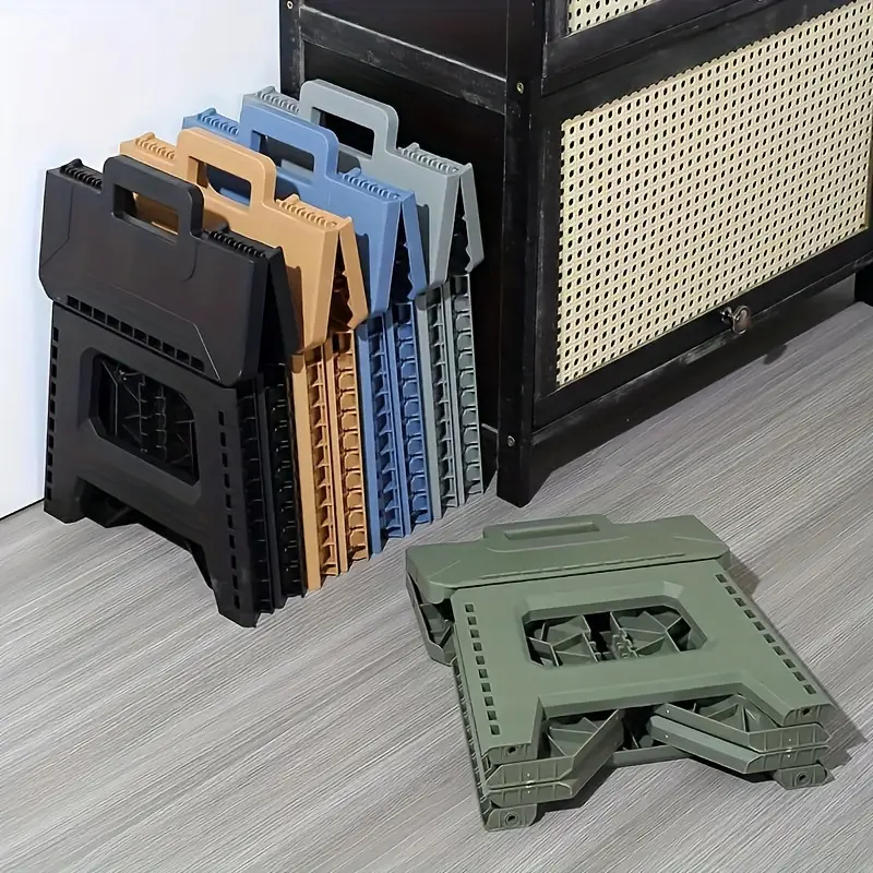 [Portable Folding Stool] Heavy-Duty Thickened Portable Folding Stool with Handle - 1 Pack Square Plastic Collapsible Stool for Indoor, Gatherings, Picnic, Fishing |   Durable PP, Adult-Supporting up to 330lbs, No Electricity or Batteries Needed