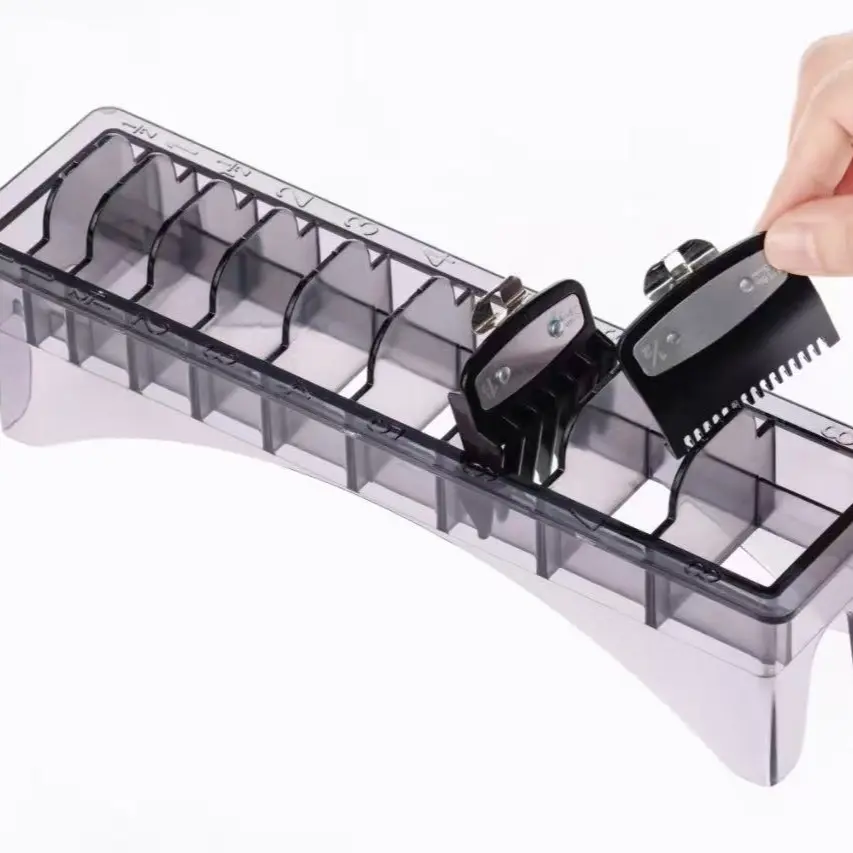 Hair-Cutting Protective Comb Holder, 8-Slot Base Electric Comb Holder, Limit-Comb Storage Rack, Adjustable Storage Rack for Grooming Tools, Tidy Efficiency
