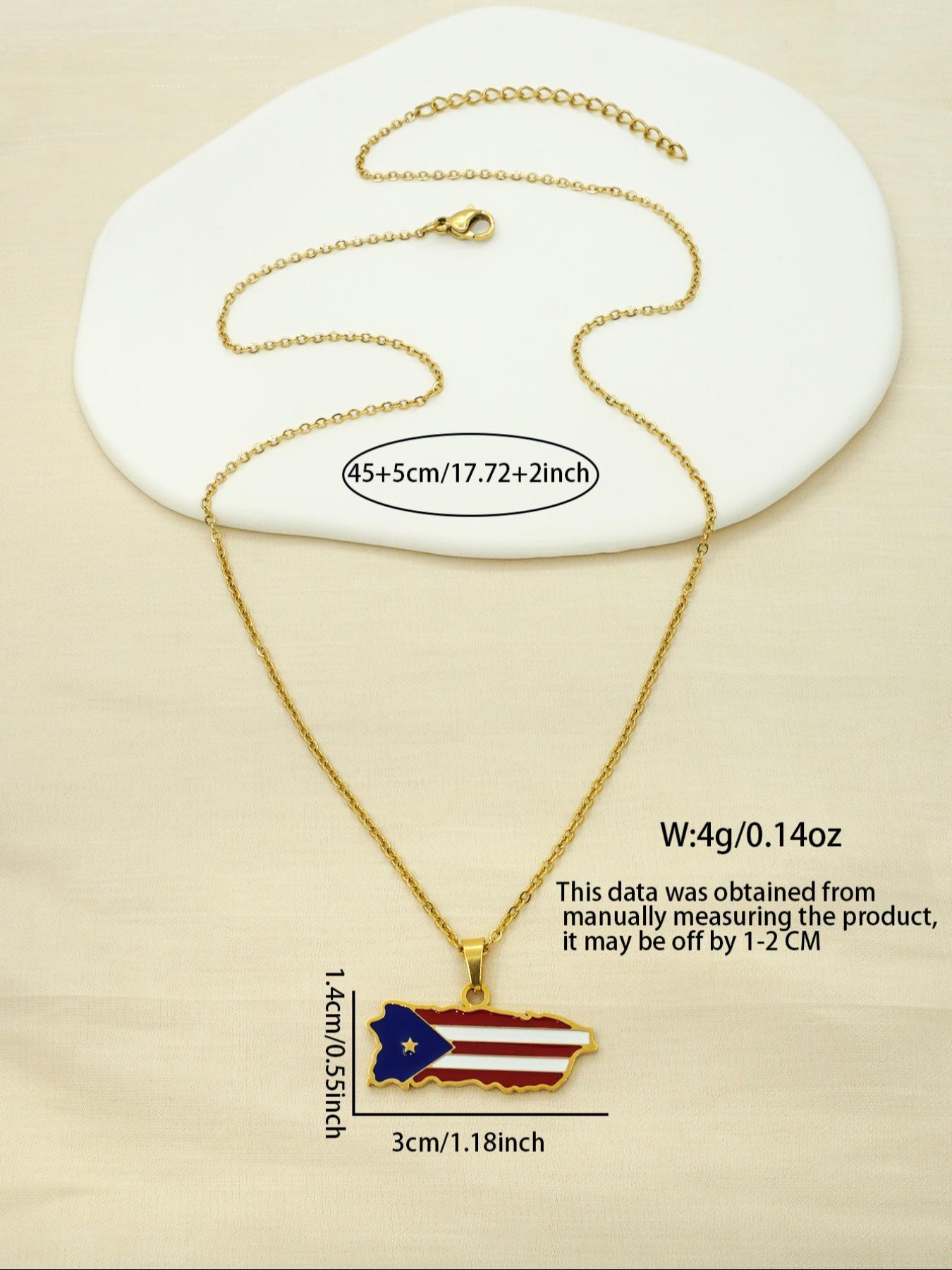 Fashion Stainless Steel Flag Design Charm Necklace, Punk Streetwear Women Matching Necklace, Hip Hop Matching Vintage Jewelry, Stainless Steel Craftsmanship, Streetwear Accessory, Streetwear Statement Jewelry, Boho Style Jewelry