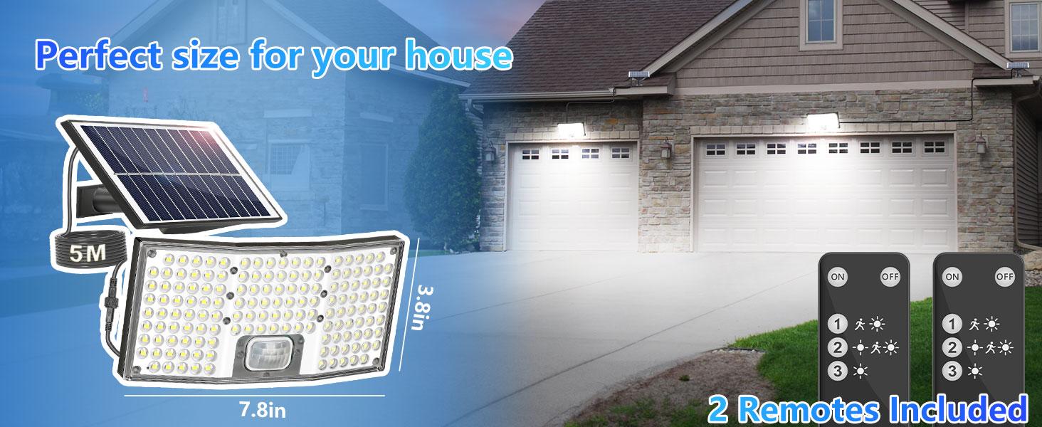 2/4 Packs Solar Outdoor Lights Motion Sensor, 292 LED Solar Flood Lights with Remote, 4000LM Dusk to Dawn Security Lights Separate Panel, 3 Modes/IP65/16.4FT Cable Outside Lighting for Yard Garage