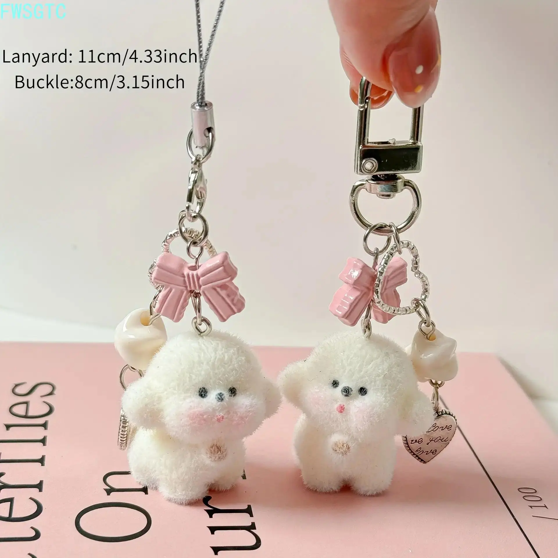 Cute Flocked Bear Pendant Keychain Soft‑Textured Bear Charm Versatile Decor For Phones Handbags Keys Sweet Thought‑Out Gift Choice For Girls And Women summerwins