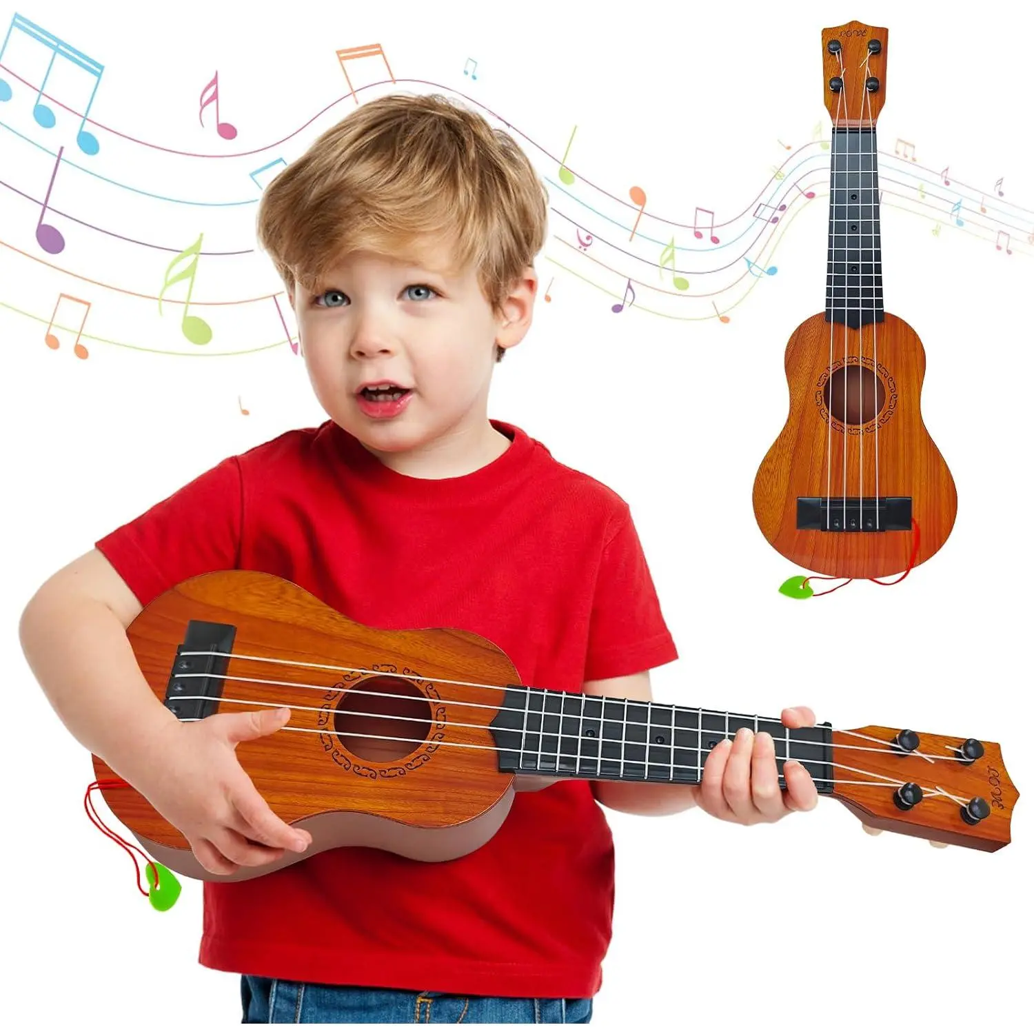 Kids 17-Inch Classical Shape Ukulele Musical Toy, 4-String Educational Learning Toy for Toddlers