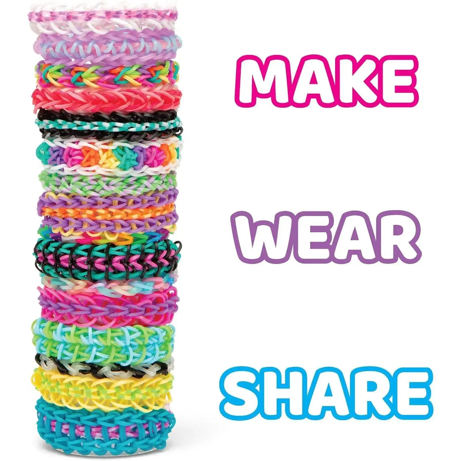 Colorful Rubber Band Bracelet Making Kit, DIY Loom Bands Craft Set for Kids, Friendship Bracelet Kit with Rainbow Rubber Bands, Arts & Crafts Gift for Girls, Boys, Beginners & Creative DIY Projects
