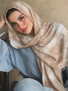 Elegant Women's Fashion Scarf, Light Earthy Gradient Print, 70x180cm Hijab, All-Season, Suitable for Abaya and Muslim Shawl