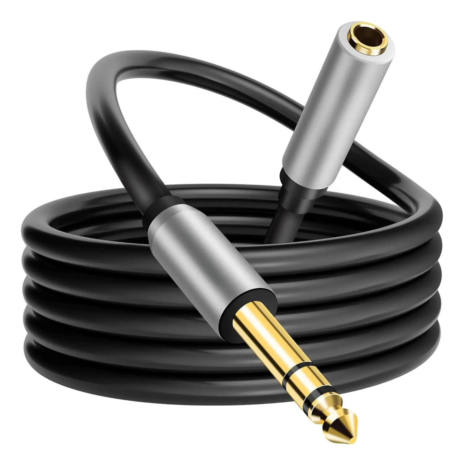 1/4 Inch (6.35mm) TRS Male to Female Stereo Adapter Jack, 4ft Durable Extension for Headphones/Guitars, Hi-Fi Sound, Plated Connectors, OFC Free Copper Audio Accessories for Mixers & Devices