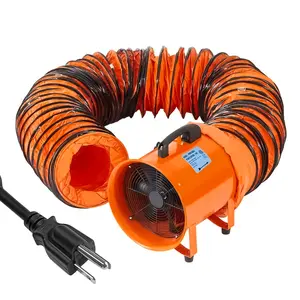 12-Inch Tube Axial Exhaust Fan, 3500 CFM, 585W, 110-120V, 5 or 10-Meter Flexible PVC Duct