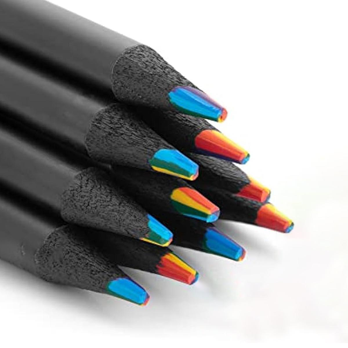 7-in-1 Rainbow Colored Pencils, 10pcs Multi-Function Sketch Pencils, Drawing Supplies for Home, School & Office, Art Supplies Gift