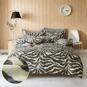 Gray Zebra Pattern Print 3-Piece Duvet Cover Set, includes 1 Duvet Cover + 2 Pillowcases (Filling Not Included). Soft and Comfortable, Machine Washable, Simple and Stylish. Perfect for Bedroom or Dorm Room Use. Duvet Bedding Set Printed Bedding Set