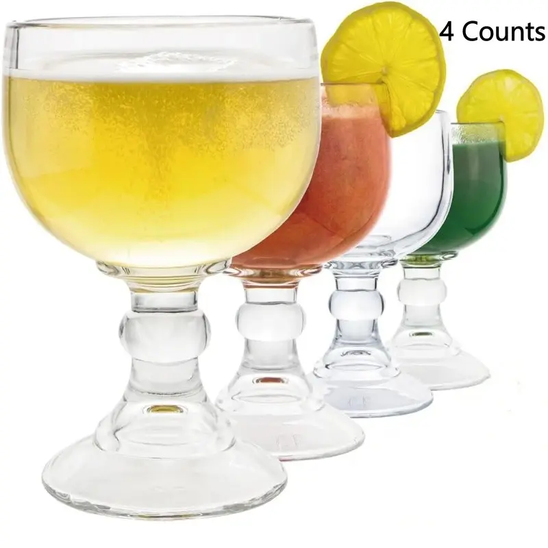 4 Counts Schooner Beer Glass 21.5 oz Extra Large Margarita Glass Clear Fishbowl Cup for Drinks Thick Bottom Goblet Shrimp Cocktail Cups for Drinking Coronaritas Beer Margarita Juice Water Drinkware