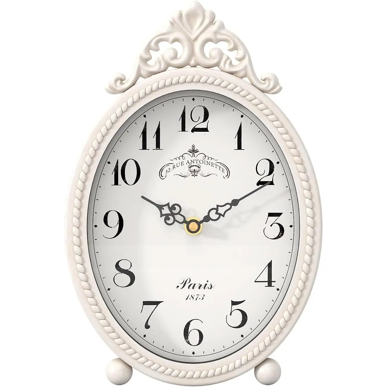 Abdurey Vintage Table Clock on Stand, Desk and Shelf Decorative Clock, French Rustic Style Antique White Mantel Clocks for Living Room,Farmhouse,Bedroom,Bedside,Gift Clocks