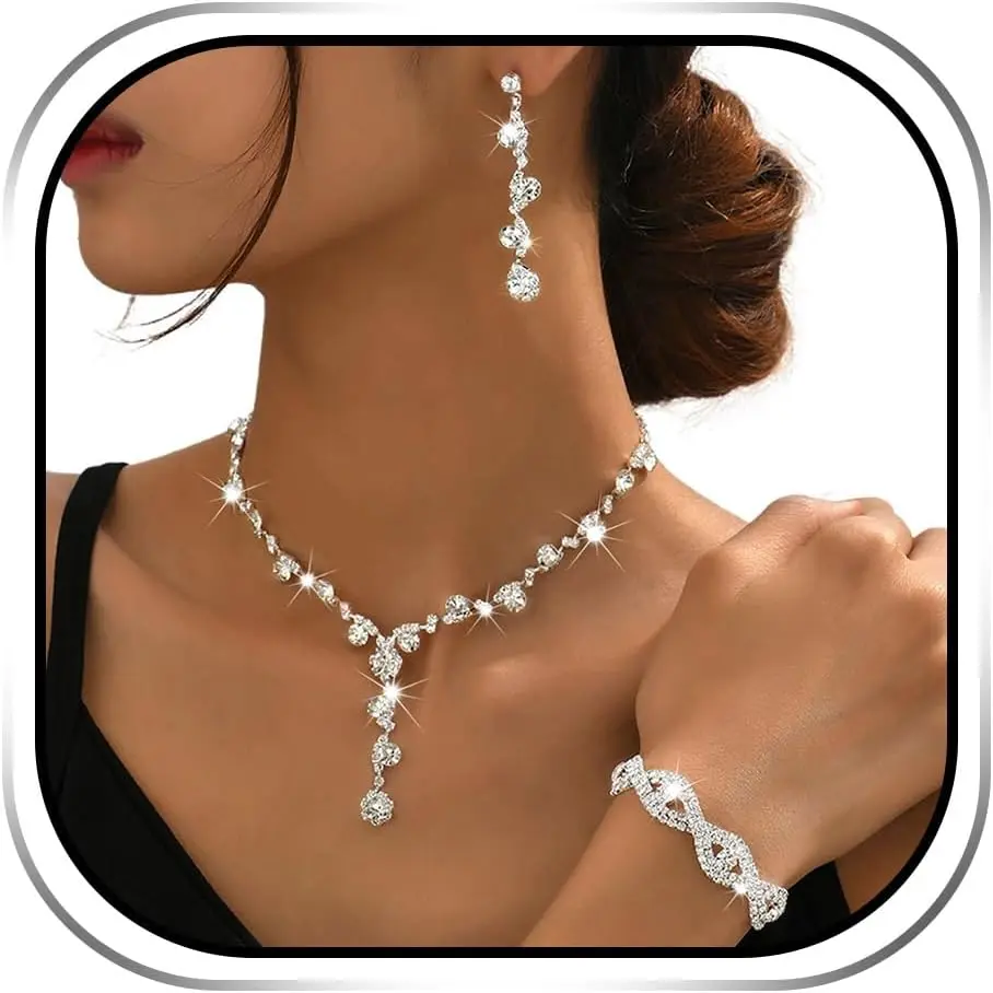 Rhinestone Earrings Sparkly Bracelet Earring Party Prom Earrings Jewelry for Women
