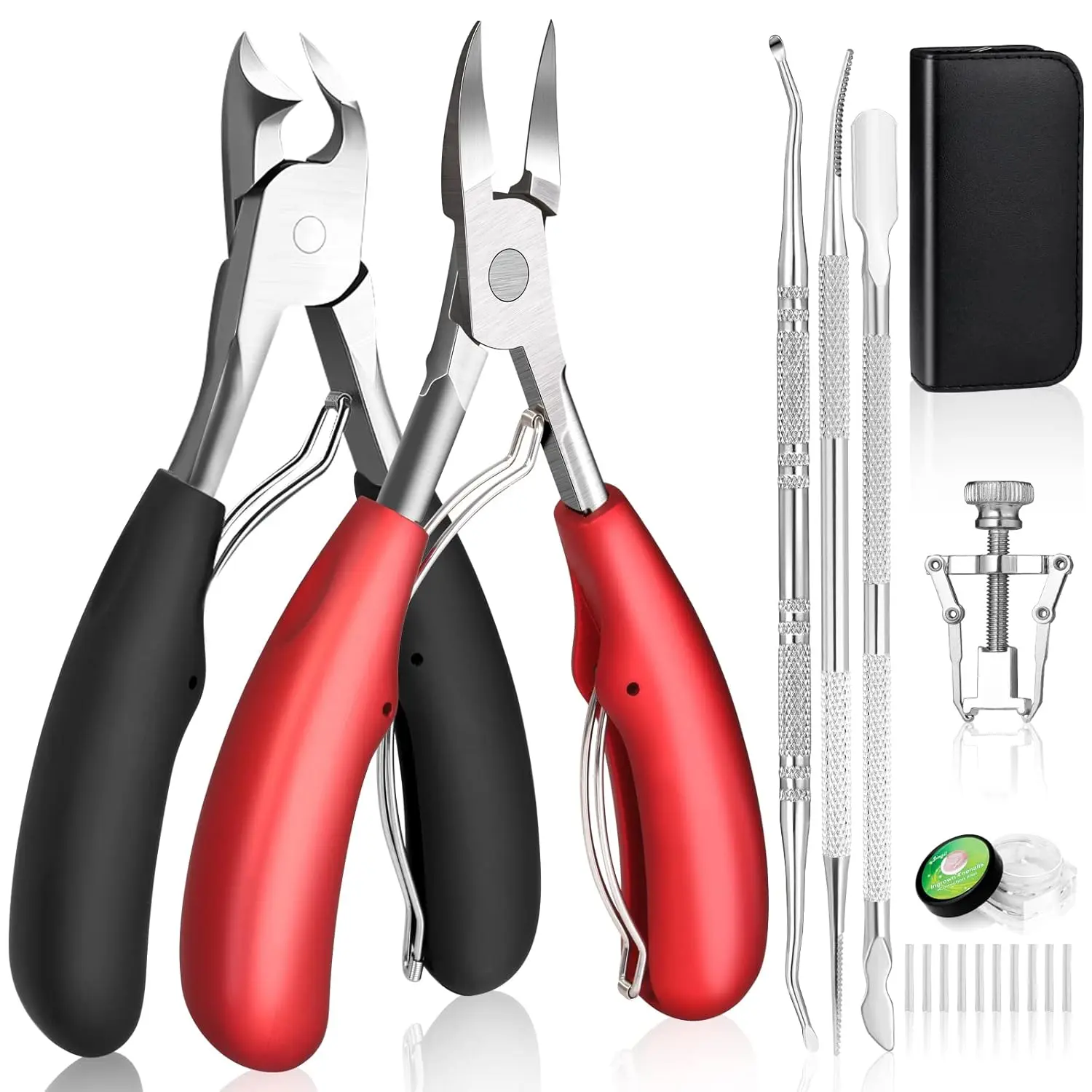 11PCS Ingrown Toenail Removal Kit, Effective Ingrown Toenail Treatment with Toenail Clippers for Thick Toenails, Ingrown Toenail Corrector and Other Predicure Tools Kit for Feet and Hand