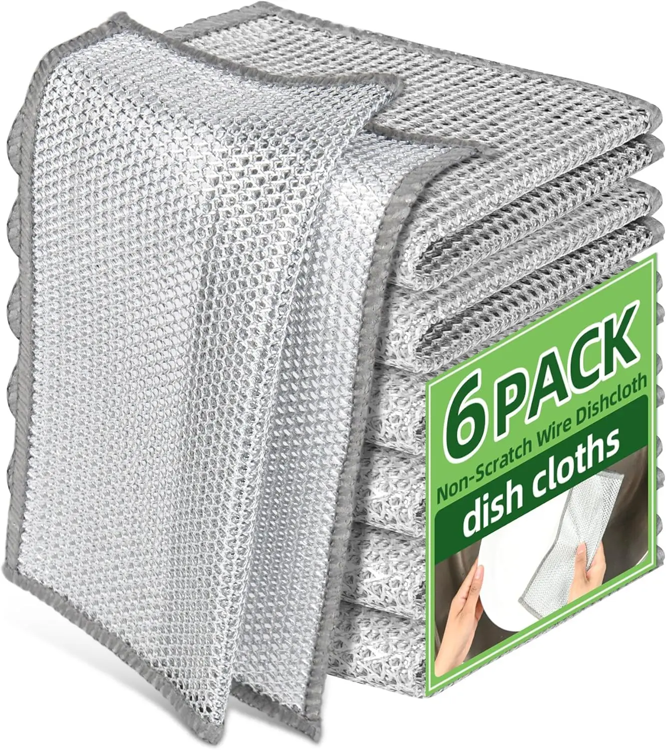 6-Pack Heavy Duty Steel Wool Dishwashing Pads, Reusable Metal Scrubber Pads for Kitchen, Durable Steel Scouring Pads for Dishes Pots Pans & Cookware Cleaning