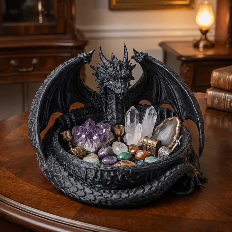 Dragon Nest Multi-functional Decorative Entryway Desktop Storage Tray Key Coin Ring Jewelry Organizer Tray Household Decor Dish Not For Food Use