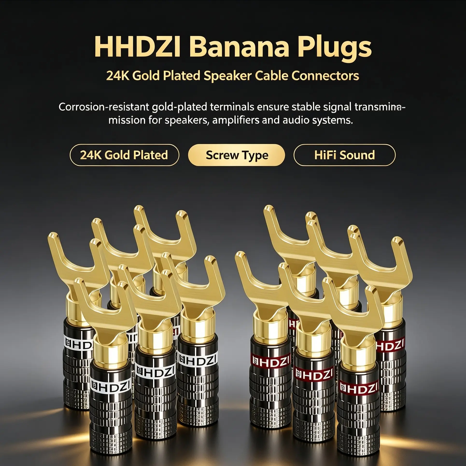 Y-Type Speaker Plug, Threaded Lock Structure, Easy Installation, Suitable for Amplifiers, Ktv, Car Audio, Home HiFi, Audio Accessory