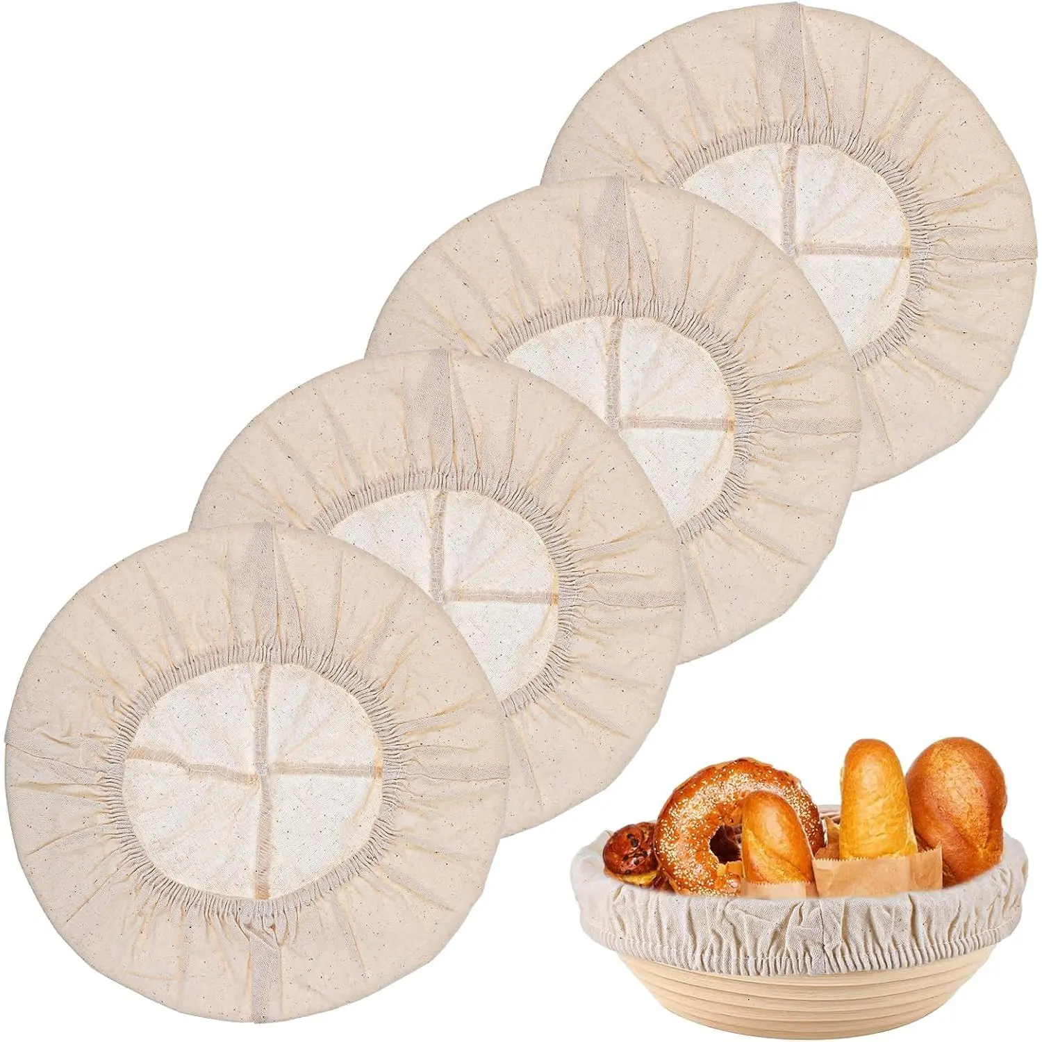 4 count Sourdough Proofing Basket Liners, 10 Inch  Basket Covers, Easy to Clean Proofing Baskets Liner for Bread, Dough Baking, Homemade Breads, Kitchen