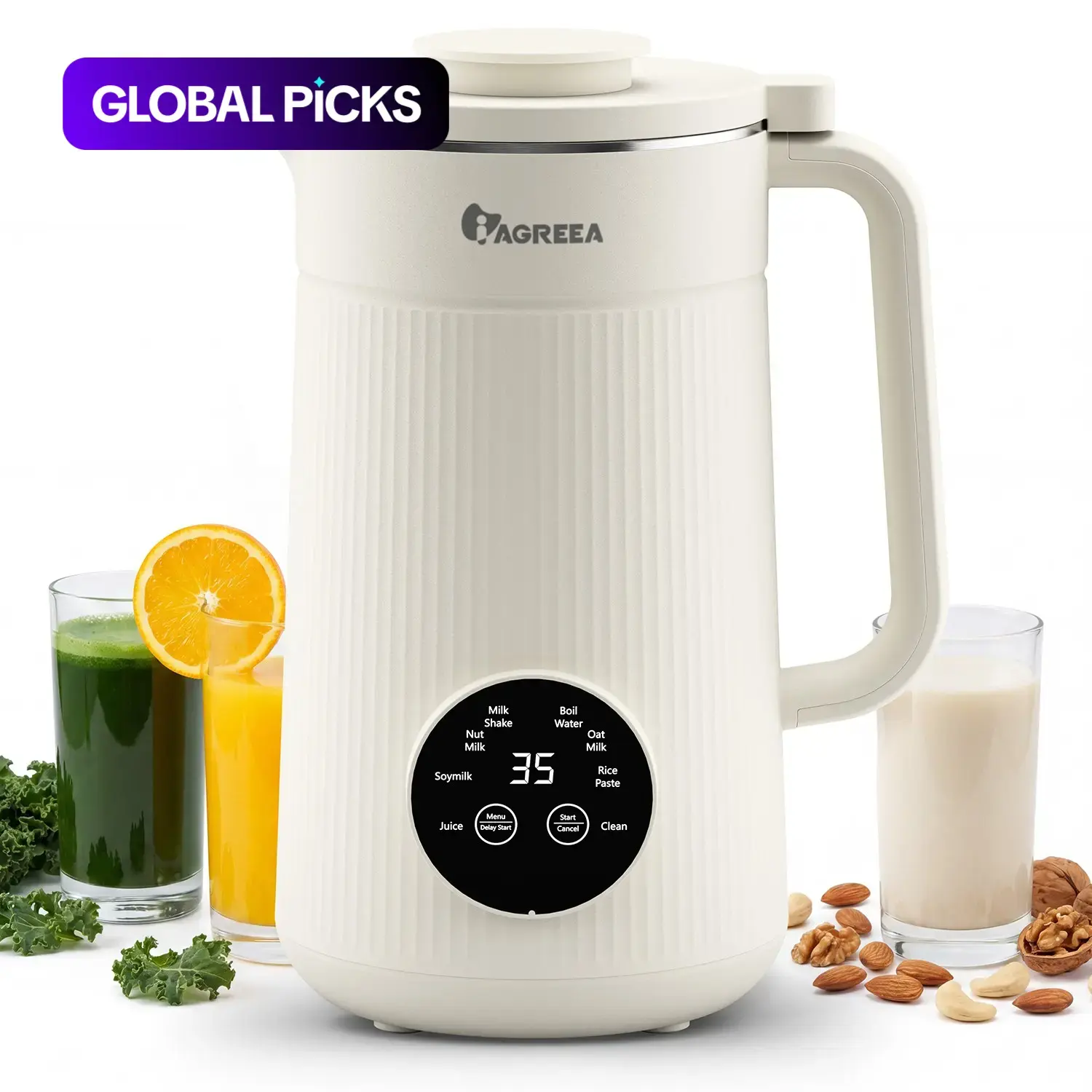 IAGREEA Automatic Nut Milk Maker, Plug-and-Play 1,000 mL Nut Milk Machine and Multifunctional Juicer for Coffee, Grains and Juice, Household Kitchen Appliance and Gift #GLOBAL PICKS